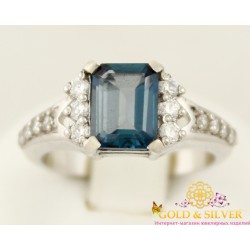 Серебряное кольцо 925 проба. Женское кольцо Скай с вставкой Лондон топаз. 1656/9р